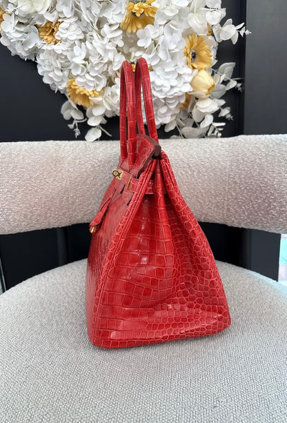 BOUGAINVILLIER POROSUS CROCODILE BIRKIN 35 GOLD HARDWARE
