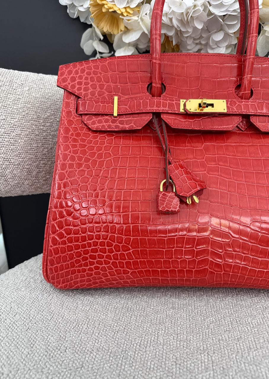 BOUGAINVILLIER POROSUS CROCODILE BIRKIN 35 GOLD HARDWARE
