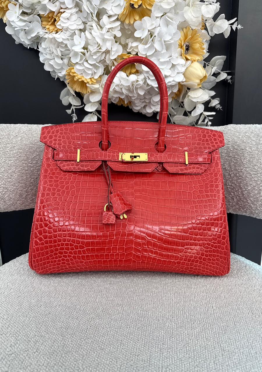 BOUGAINVILLIER POROSUS CROCODILE BIRKIN 35 GOLD HARDWARE