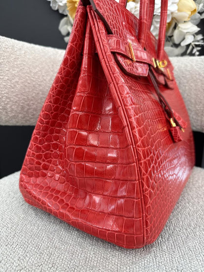 BOUGAINVILLIER POROSUS CROCODILE BIRKIN 35 GOLD HARDWARE