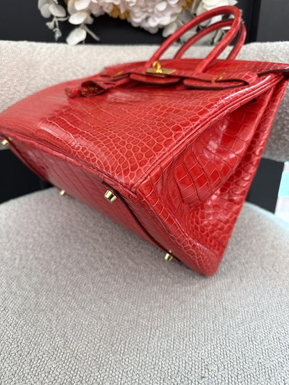 BOUGAINVILLIER POROSUS CROCODILE BIRKIN 35 GOLD HARDWARE