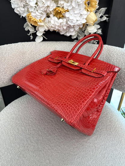 BOUGAINVILLIER POROSUS CROCODILE BIRKIN 35 GOLD HARDWARE