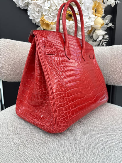 BOUGAINVILLIER POROSUS CROCODILE BIRKIN 35 GOLD HARDWARE