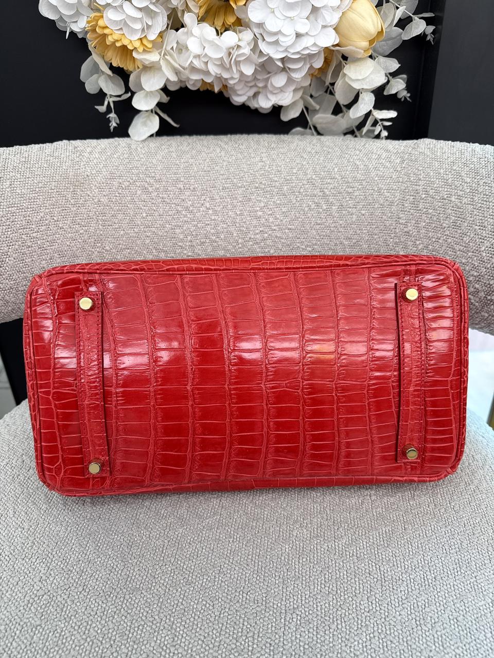 BOUGAINVILLIER POROSUS CROCODILE BIRKIN 35 GOLD HARDWARE