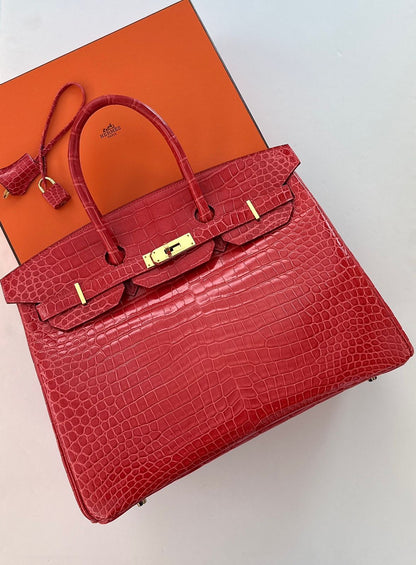 BOUGAINVILLIER POROSUS CROCODILE BIRKIN 35 GOLD HARDWARE
