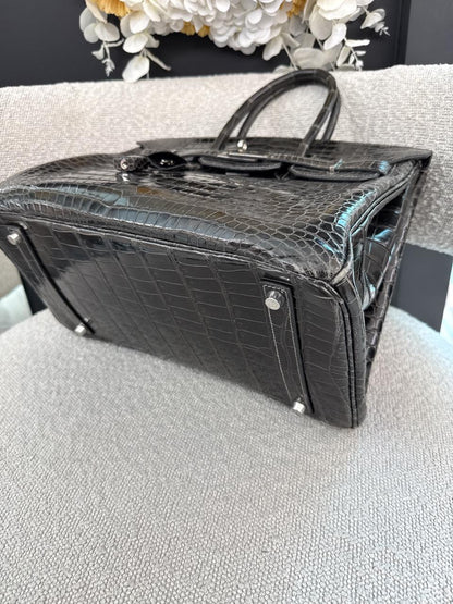 GRAPHITE SHINY POROSUS CROCODILE BIRKIN 35 PALLADIUM HARDWARE