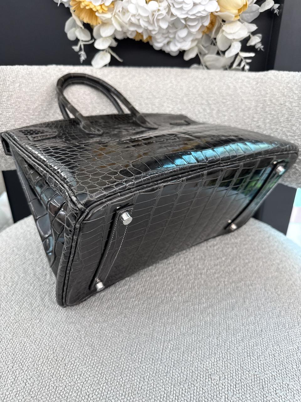 GRAPHITE SHINY POROSUS CROCODILE BIRKIN 35 PALLADIUM HARDWARE