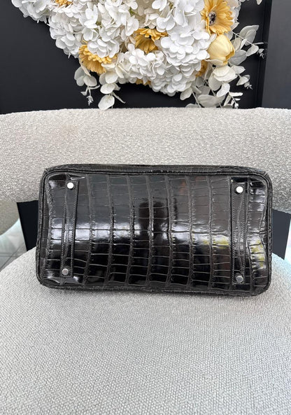 GRAPHITE SHINY POROSUS CROCODILE BIRKIN 35 PALLADIUM HARDWARE