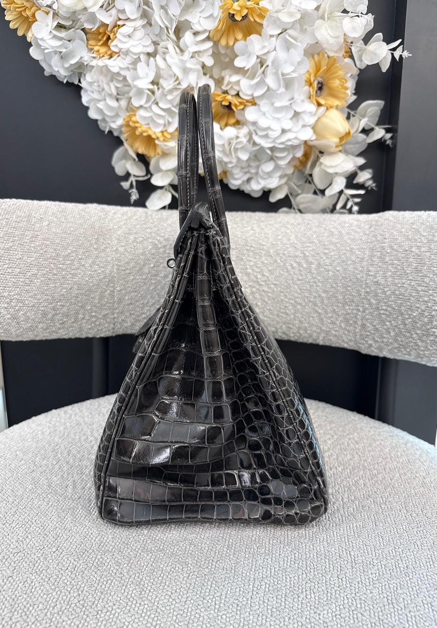 GRAPHITE SHINY POROSUS CROCODILE BIRKIN 35 PALLADIUM HARDWARE