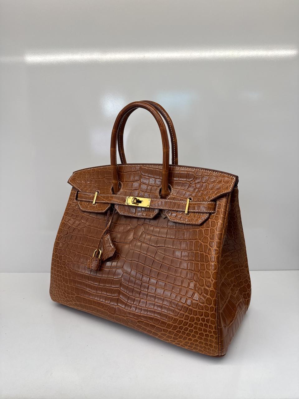 FAUVE MATTE POROSUS CROCODILE BIRKIN 35 GOLD HARDWARE