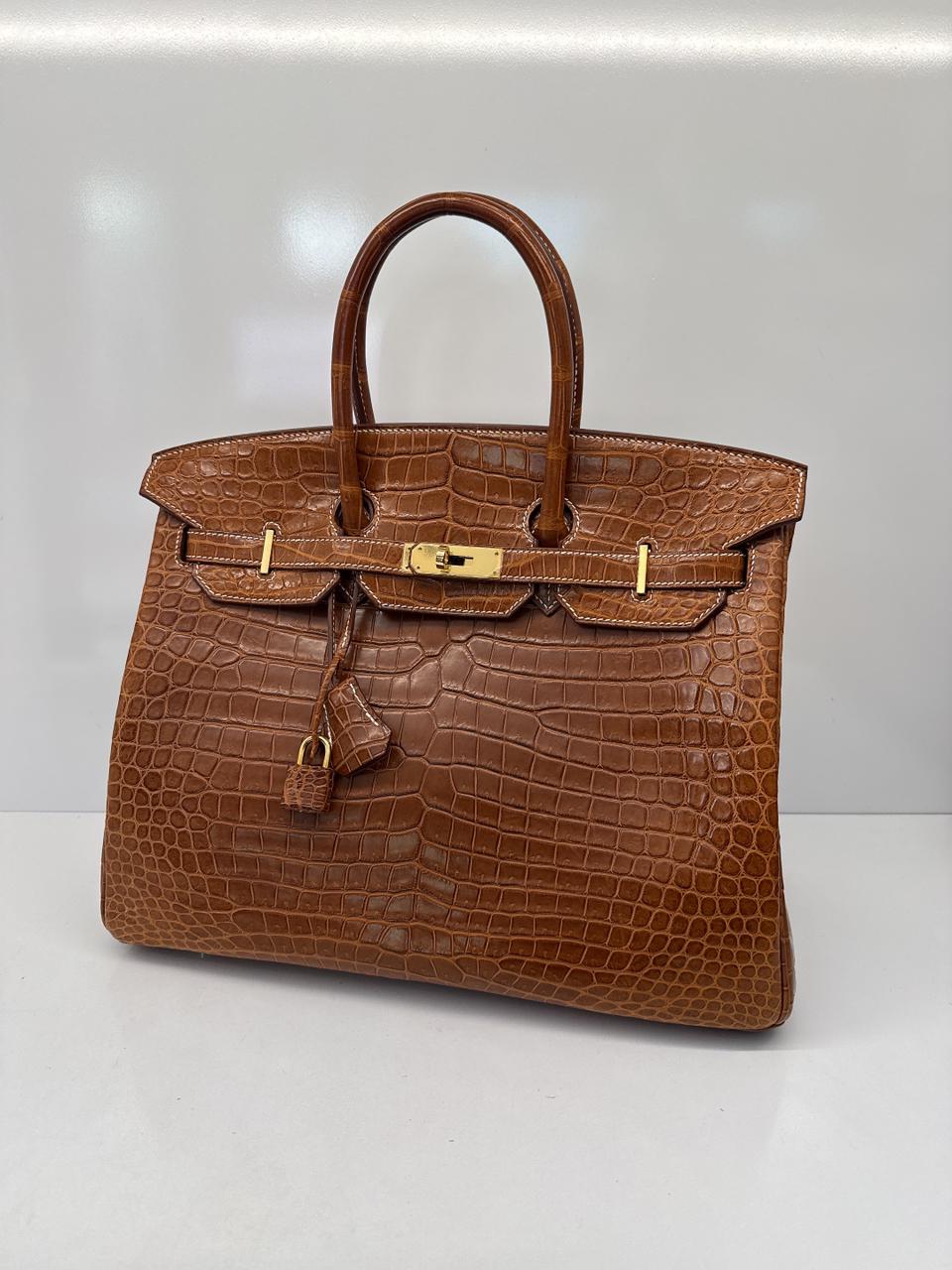 FAUVE MATTE POROSUS CROCODILE BIRKIN 35 GOLD HARDWARE
