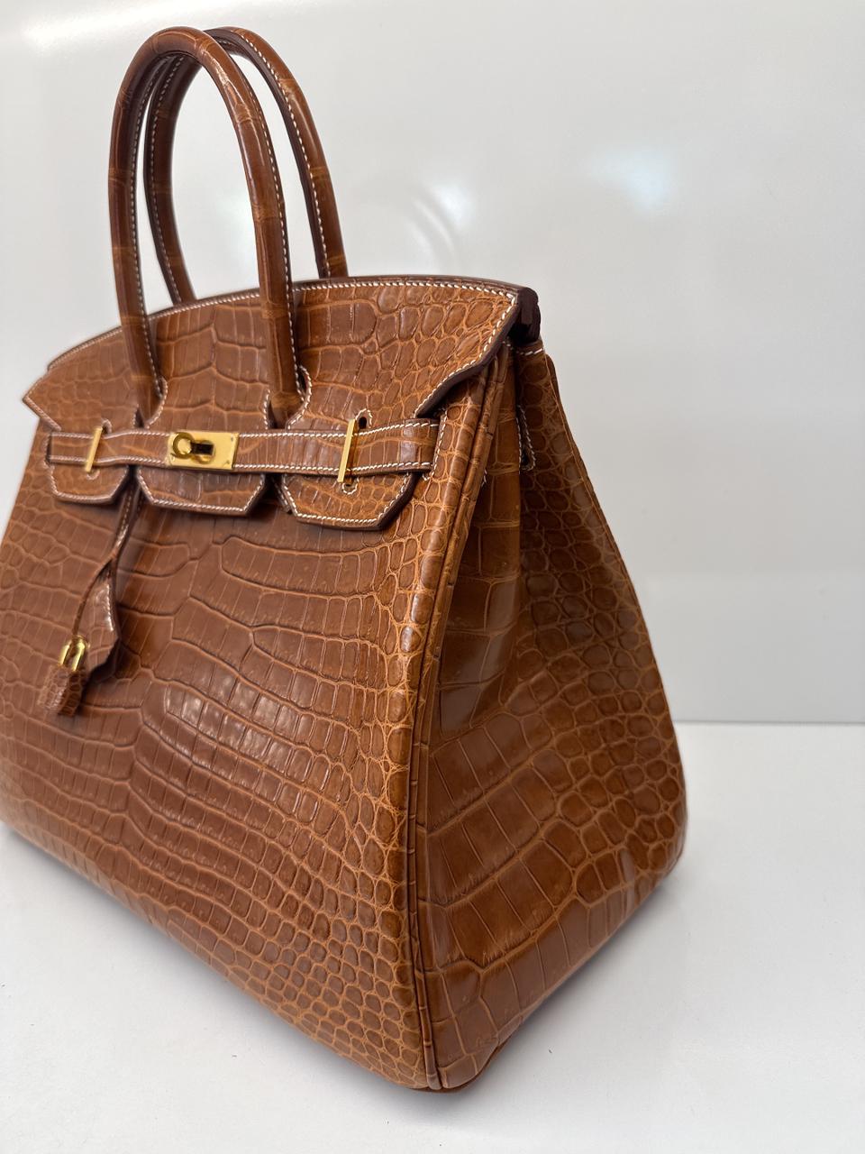 FAUVE MATTE POROSUS CROCODILE BIRKIN 35 GOLD HARDWARE