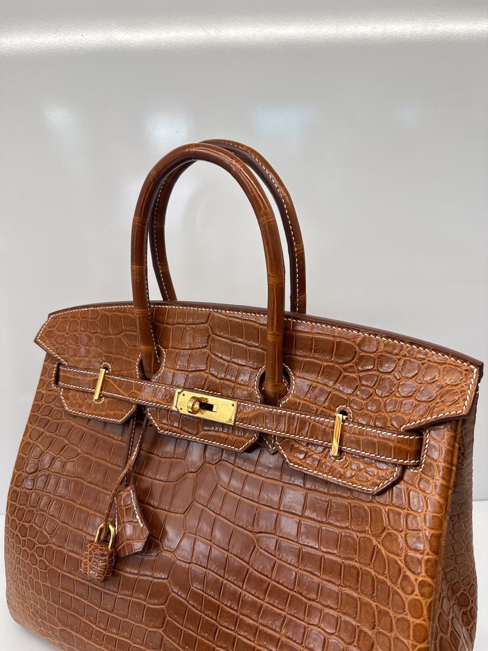 FAUVE MATTE POROSUS CROCODILE BIRKIN 35 GOLD HARDWARE