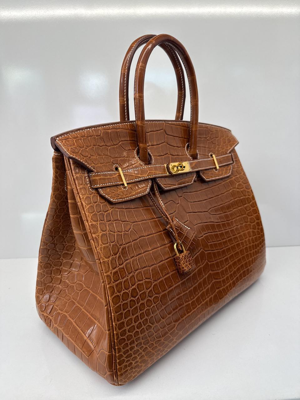 FAUVE MATTE POROSUS CROCODILE BIRKIN 35 GOLD HARDWARE