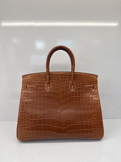 FAUVE MATTE POROSUS CROCODILE BIRKIN 35 GOLD HARDWARE