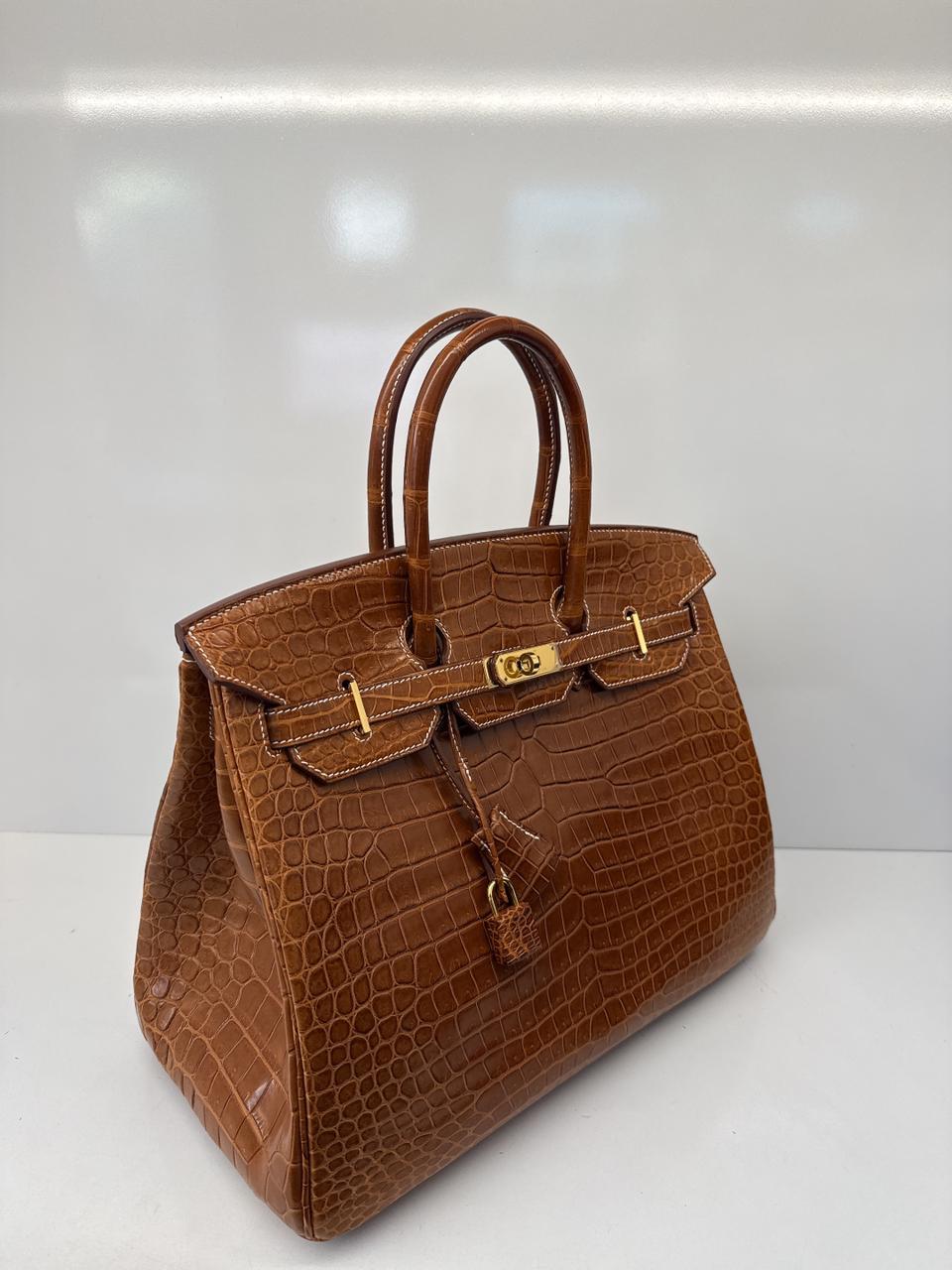 FAUVE MATTE POROSUS CROCODILE BIRKIN 35 GOLD HARDWARE