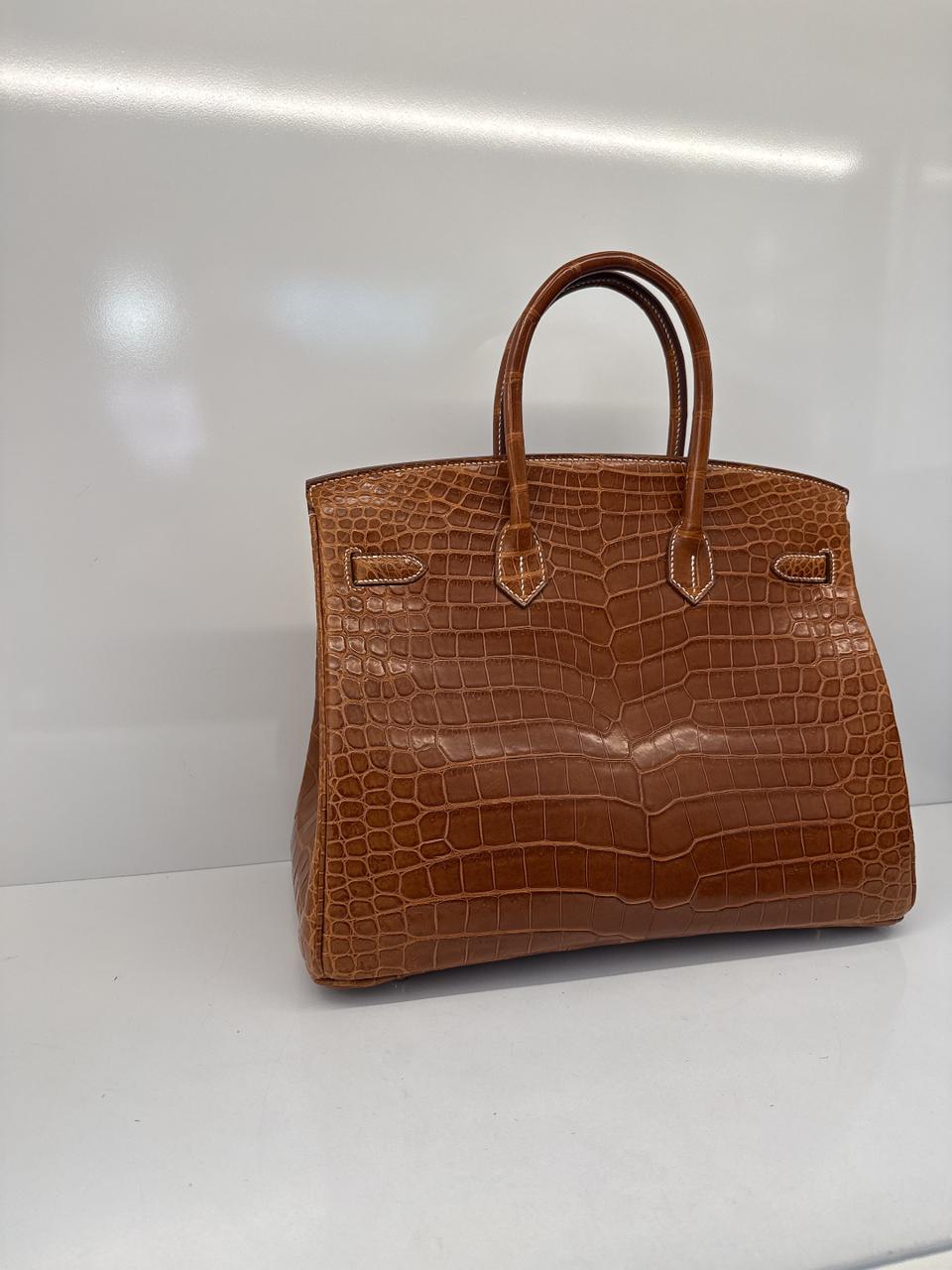 FAUVE MATTE POROSUS CROCODILE BIRKIN 35 GOLD HARDWARE