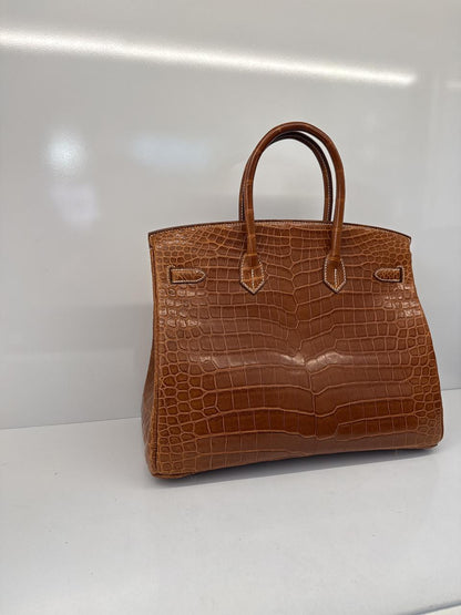 FAUVE MATTE POROSUS CROCODILE BIRKIN 35 GOLD HARDWARE