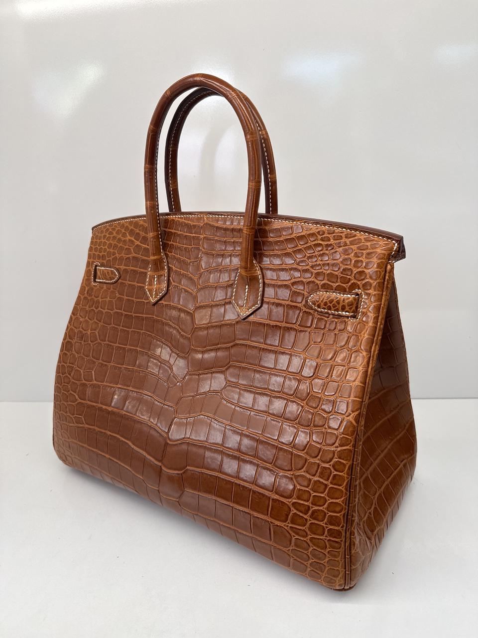 FAUVE MATTE POROSUS CROCODILE BIRKIN 35 GOLD HARDWARE