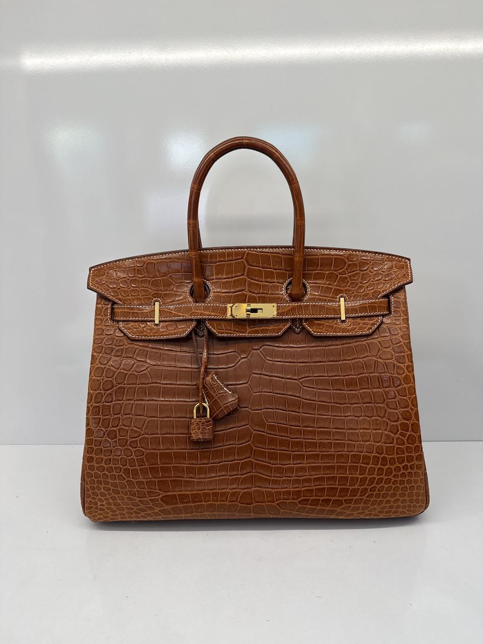 FAUVE MATTE POROSUS CROCODILE BIRKIN 35 GOLD HARDWARE