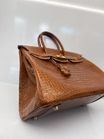 FAUVE MATTE POROSUS CROCODILE BIRKIN 35 GOLD HARDWARE