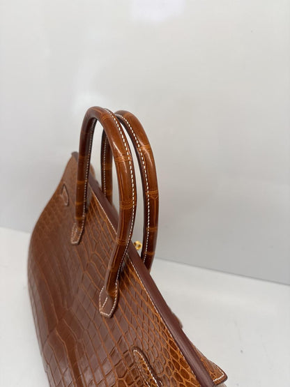 FAUVE MATTE POROSUS CROCODILE BIRKIN 35 GOLD HARDWARE