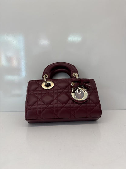 HERMITAGE RED CANNAGE LAMBSKIN DIOR OR MINI LADY D-JOY BAG