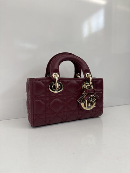 HERMITAGE RED CANNAGE LAMBSKIN DIOR OR MINI LADY D-JOY BAG