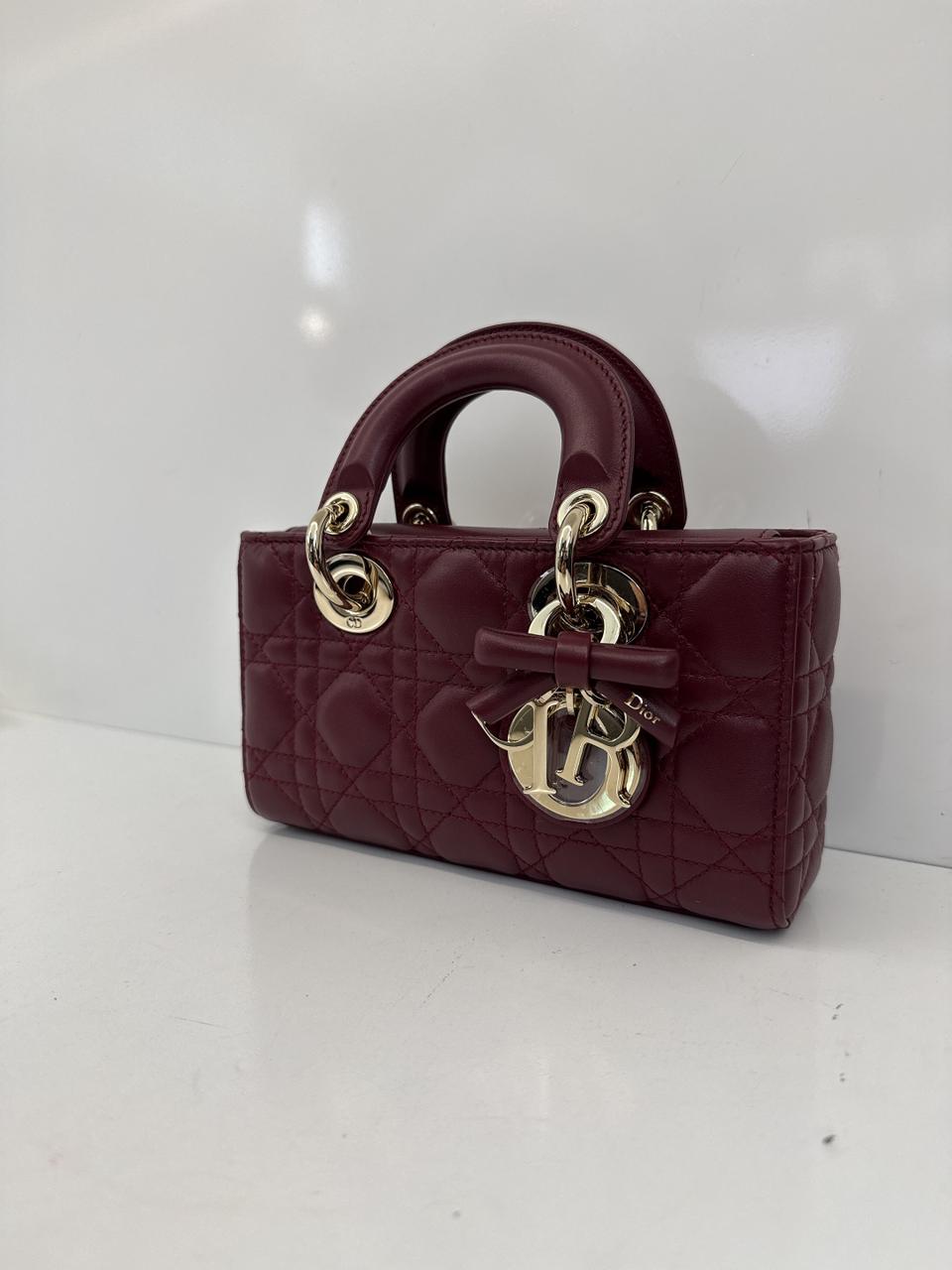 HERMITAGE RED CANNAGE LAMBSKIN DIOR OR MINI LADY D-JOY BAG