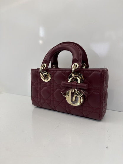 HERMITAGE RED CANNAGE LAMBSKIN DIOR OR MINI LADY D-JOY BAG