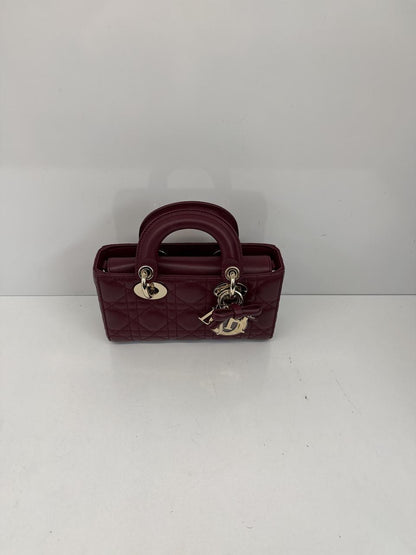 HERMITAGE RED CANNAGE LAMBSKIN DIOR OR MINI LADY D-JOY BAG