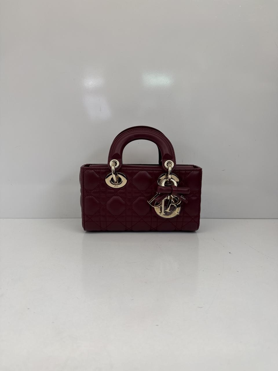 HERMITAGE RED CANNAGE LAMBSKIN DIOR OR MINI LADY D-JOY BAG