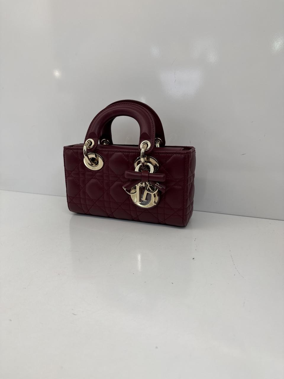 HERMITAGE RED CANNAGE LAMBSKIN DIOR OR MINI LADY D-JOY BAG
