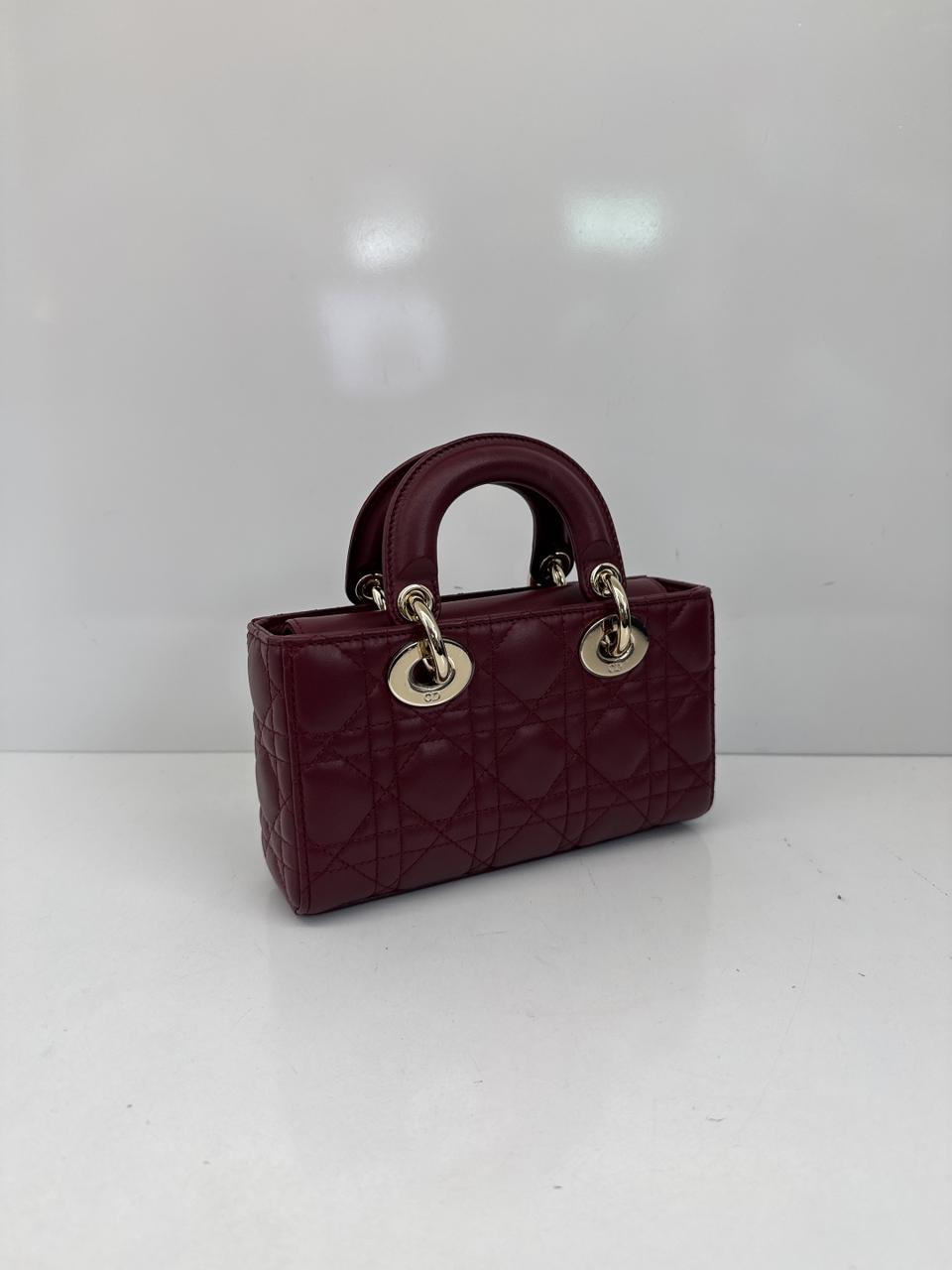 HERMITAGE RED CANNAGE LAMBSKIN DIOR OR MINI LADY D-JOY BAG