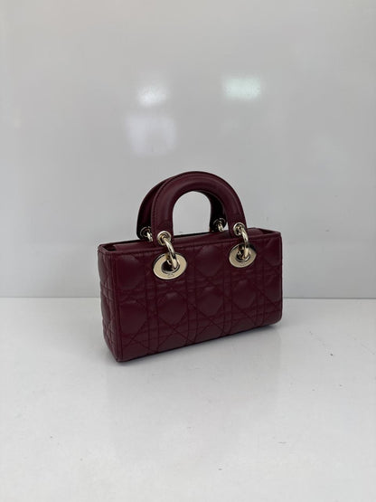 HERMITAGE RED CANNAGE LAMBSKIN DIOR OR MINI LADY D-JOY BAG