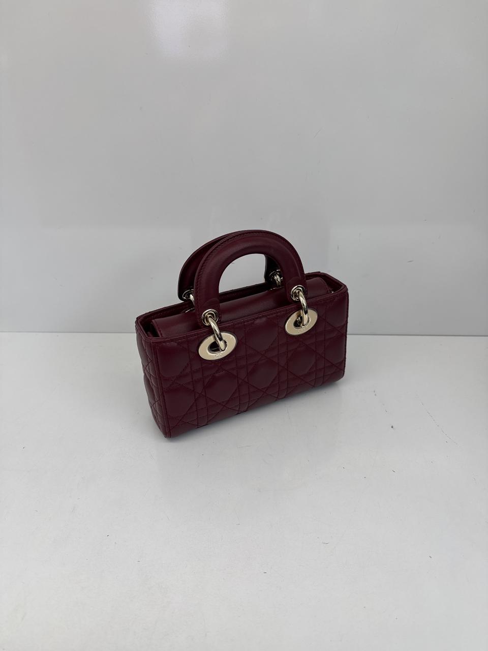 HERMITAGE RED CANNAGE LAMBSKIN DIOR OR MINI LADY D-JOY BAG