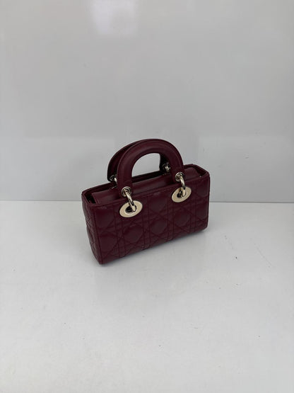 HERMITAGE RED CANNAGE LAMBSKIN DIOR OR MINI LADY D-JOY BAG