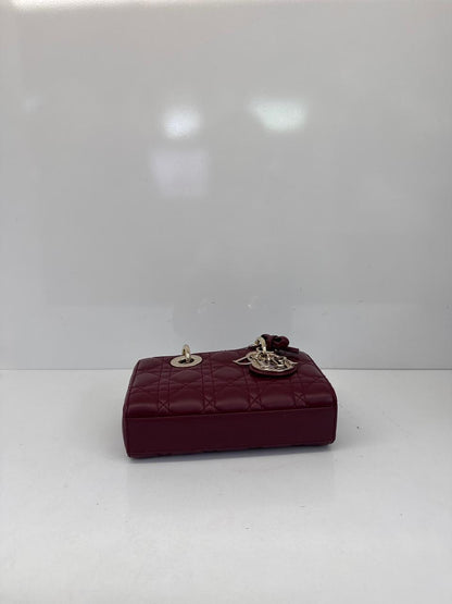 HERMITAGE RED CANNAGE LAMBSKIN DIOR OR MINI LADY D-JOY BAG