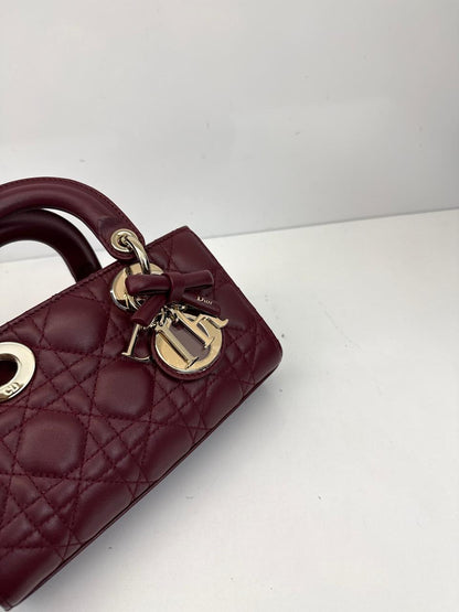HERMITAGE RED CANNAGE LAMBSKIN DIOR OR MINI LADY D-JOY BAG