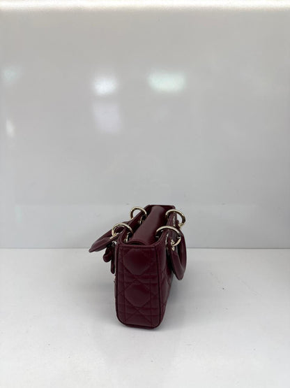 HERMITAGE RED CANNAGE LAMBSKIN DIOR OR MINI LADY D-JOY BAG