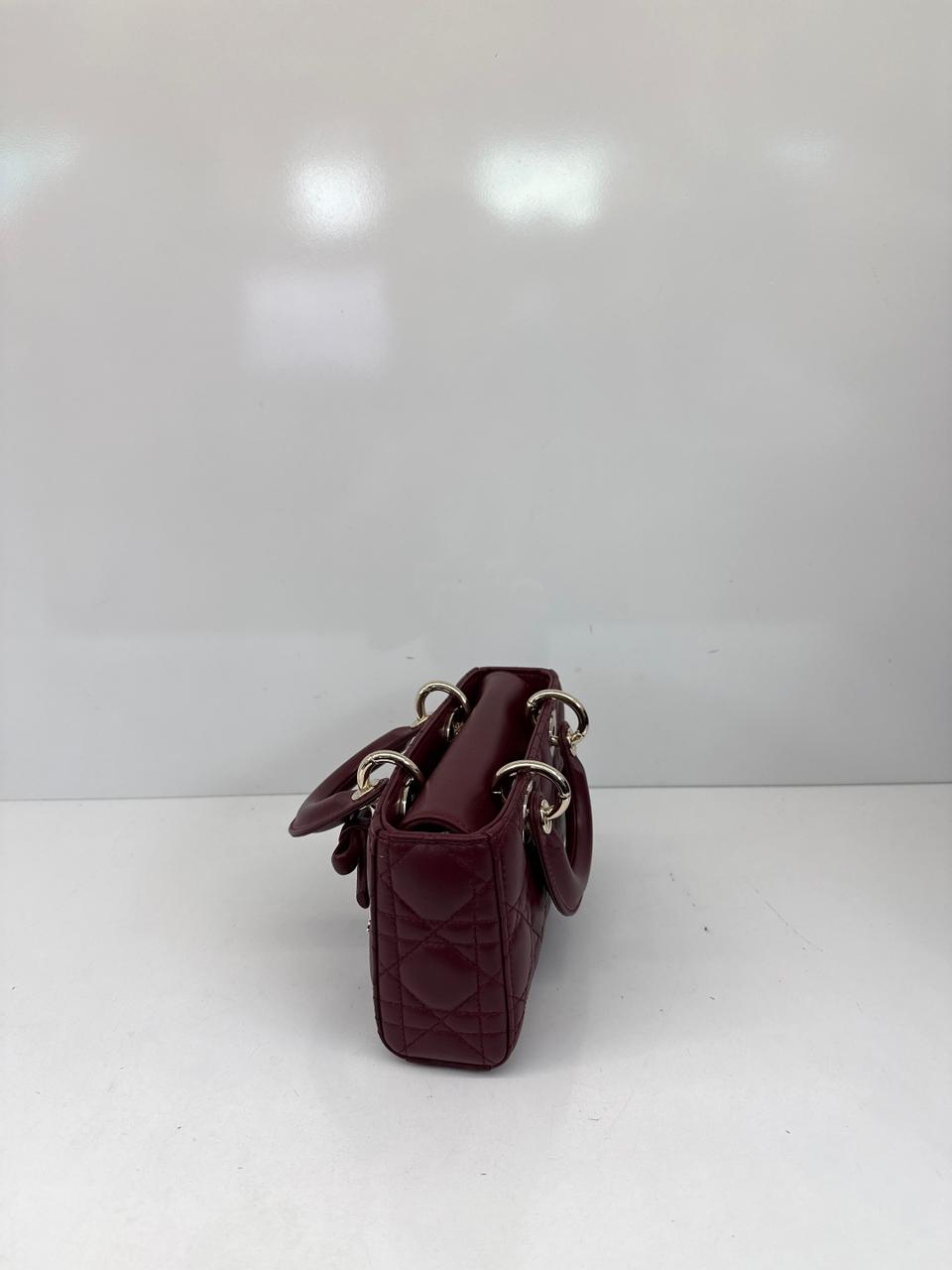 HERMITAGE RED CANNAGE LAMBSKIN DIOR OR MINI LADY D-JOY BAG