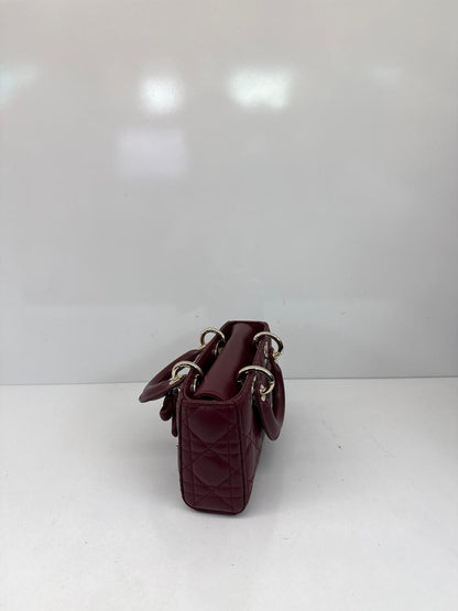 HERMITAGE RED CANNAGE LAMBSKIN DIOR OR MINI LADY D-JOY BAG