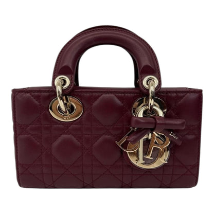 HERMITAGE RED CANNAGE LAMBSKIN DIOR OR MINI LADY D-JOY BAG