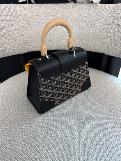 BLACK GOYARDINE COATED CANVAS SAIGON STRUCTURE MINI BAG
