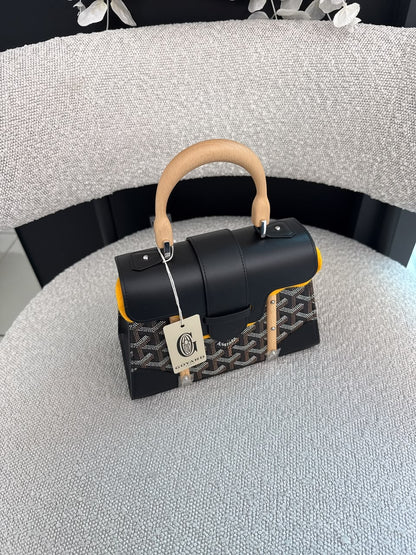 BLACK GOYARDINE COATED CANVAS SAIGON STRUCTURE MINI BAG