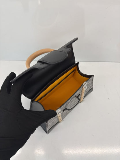 BLACK GOYARDINE COATED CANVAS SAIGON STRUCTURE MINI BAG