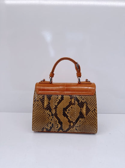 BICOLOR CROCODILE AND SNAKESKIN LEATHER MISS MONICA FLAP BAG