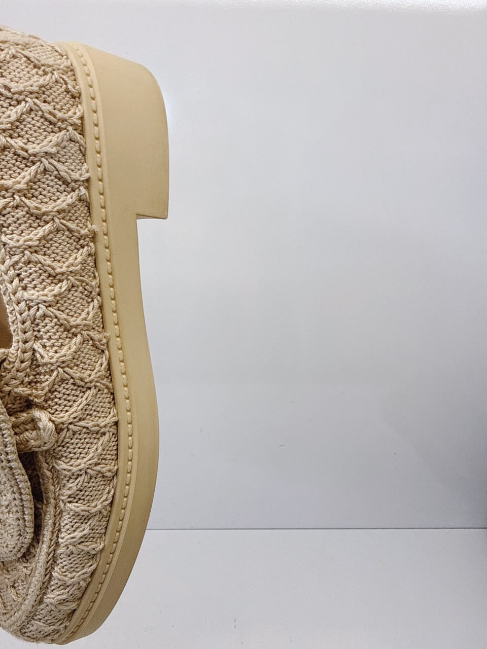 BEIGE KNIT QUILTED TEXTURED CC TURNLOCK LOAFERS 36C