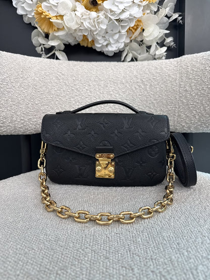 BLACK MONOGRAM EMPREINTE LEATHER POCHETTE METIS EAST WEST HANDBAG