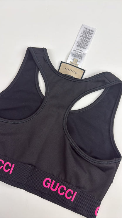 BLACK PINK LOGO JACQUARD CROP TOP S